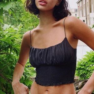 NWOT Urban Outfitters Black Smocked Crop Top Sizes M, L